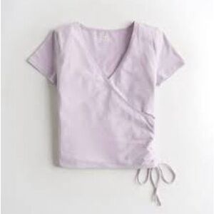 Hollister Lilac Purple Baby Wrap Tee, Deep V-Neck, Size XS
